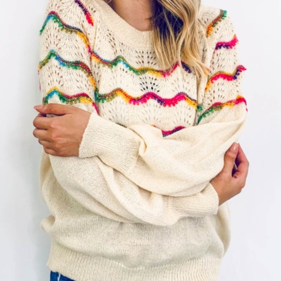 LAST- KARA Pop of Color Detail Knit sweater - Picture 4 of 8